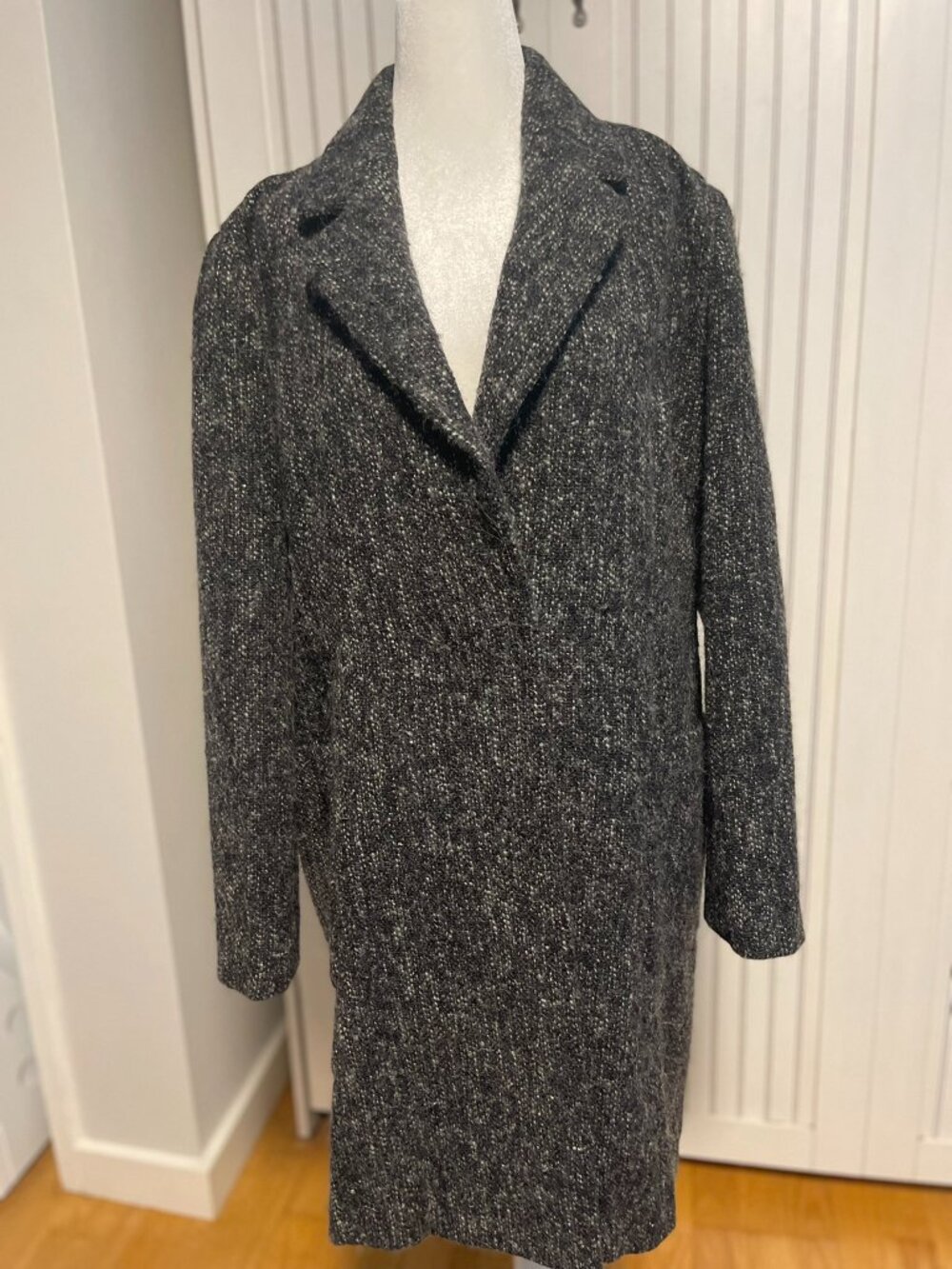 JUINUS Charcoal Gray Wool 80% Long Coat Korean Vintage Size M